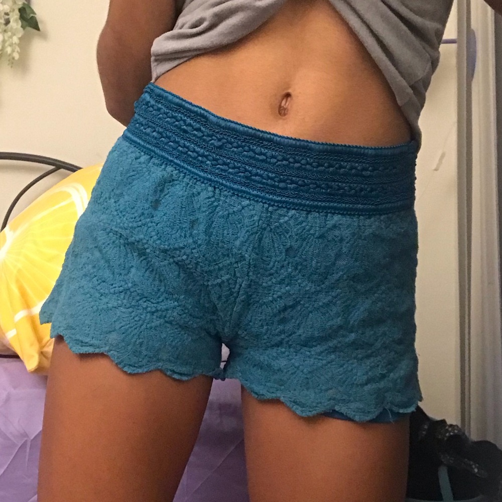 Lace Teal Shorts